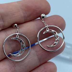 Sterling Silver Celtic Moon Earrings
